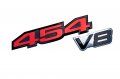 Erpart Combo Red On Black 454 And Silver V8 Highly Polished Embossed Aluminum Emblem Badge Nameplate Compatible With Chevy