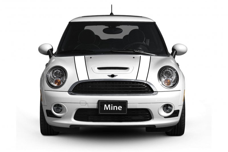 The Pixel Hut Gs00178 White With Black Border Hood Stripes For Mini Cooper And S R50 Series 2002-2006