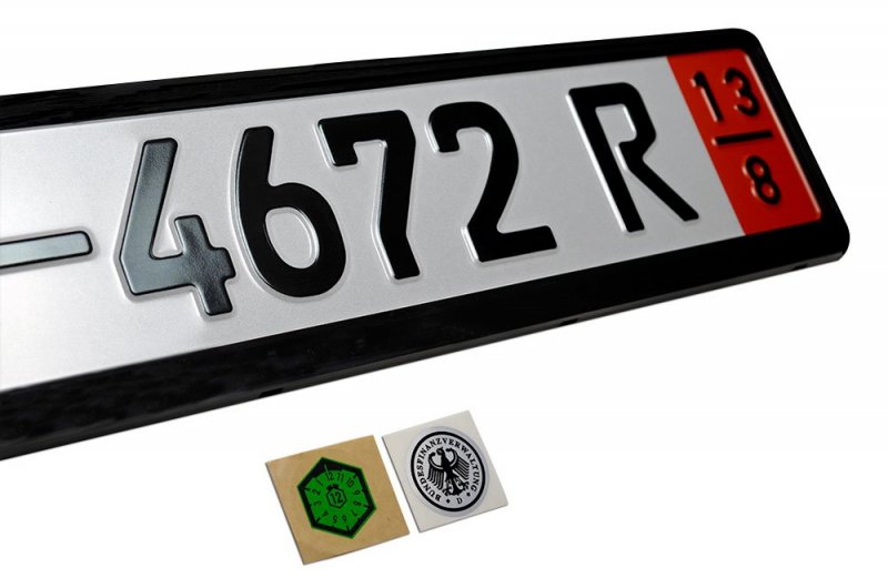 Complete Zoll Germany German Tourist Eec European Front Reflective Reflector License Plate Tag And Frame Set Kit For Volkswagen