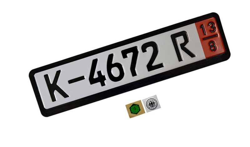 Complete Zoll Germany German Tourist Eec European Front Reflective Reflector License Plate Tag And Frame Set Kit For Volkswagen