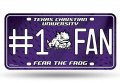 Ncaa Tcu Horned Frogs 1 Fan Metal License Plate Tag Aluminum Team Color 6 X 11 5 In Universal Fit For Car Truck Suv 