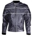 Leather Motorcycle Jacket Vented With Reflective Piping Size 3xl Xxx-large 56-58 