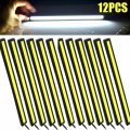 12pcs White 12v Led Strip Drl Daytime Running Lights Fog Cob Car Lamp Waterproof