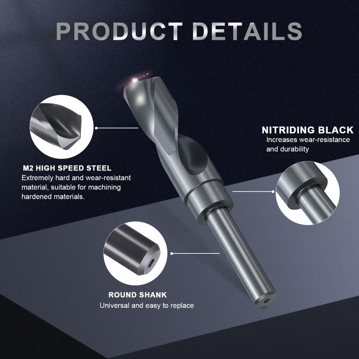 15 16 Drill Bit 1 2 Reduced Shank M2 High-speed Steel Nitriding Black 135a Bits For Hard Metal Stainless Professional