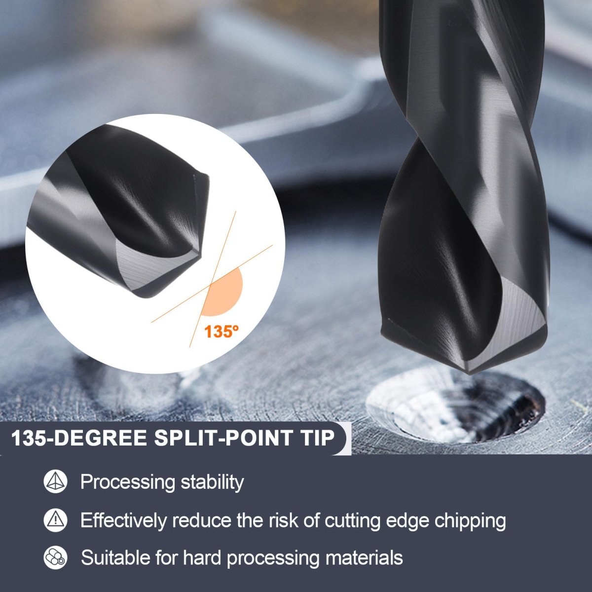 15 16 Drill Bit 1 2 Reduced Shank M2 High-speed Steel Nitriding Black 135a Bits For Hard Metal Stainless Professional