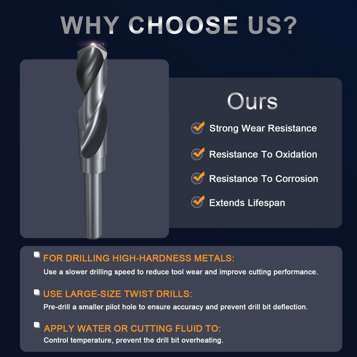 15 16 Drill Bit 1 2 Reduced Shank M2 High-speed Steel Nitriding Black 135a Bits For Hard Metal Stainless Professional