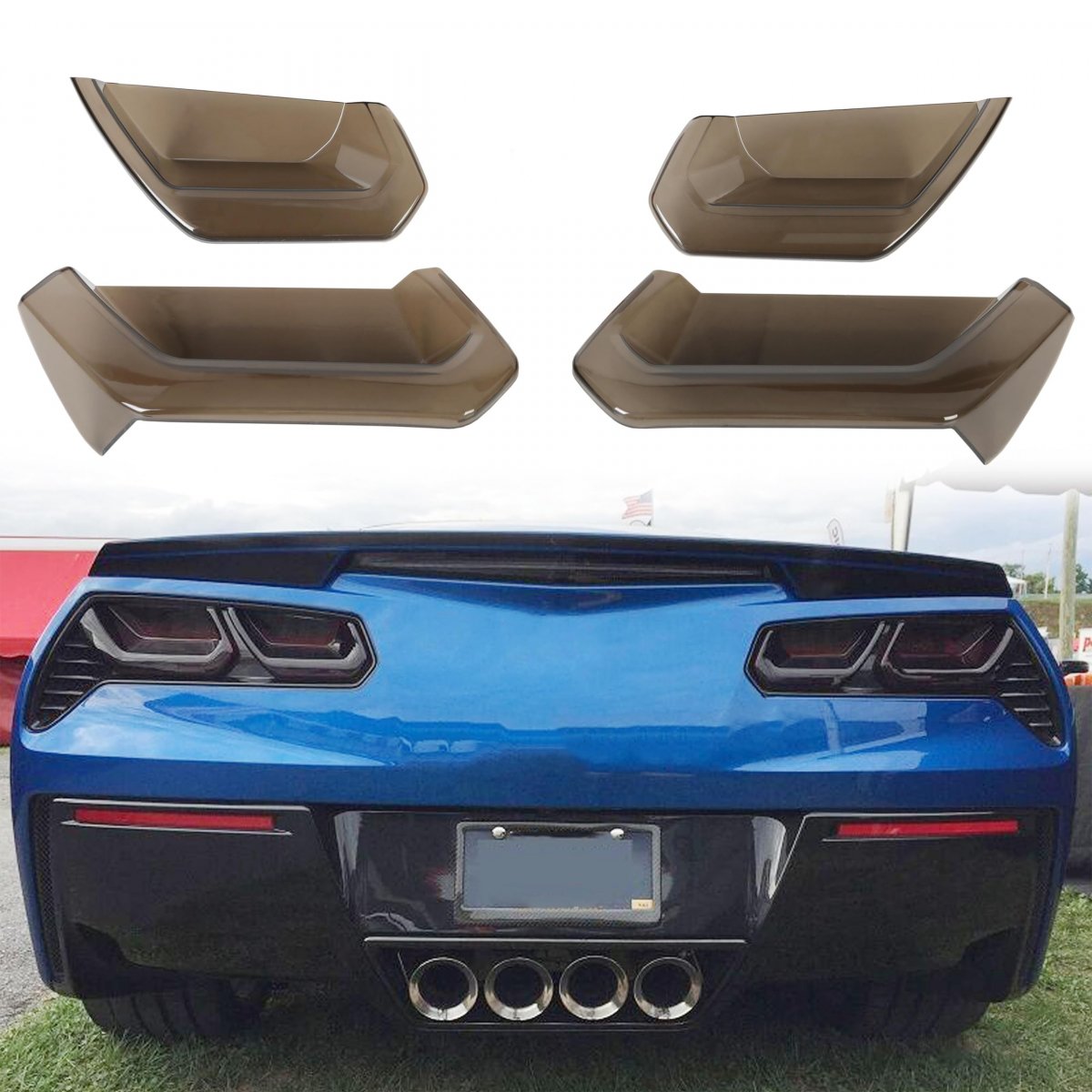 Tail Light Lens For 2014-2019 Corvette C7 Rear Taillight Kit Smoked Protection Cover Acrylic