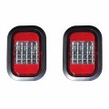 Qty 2-5x3 Clear White Rectangle 25 Led Reverse Backup Truck Trailer Light With Red Reflector Grommet Pigtail 