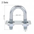 Uxcell Round U-bolts 2 Sets 0 87 22mm Inner Width 56mm Length Steel M8 With Nut Plate
