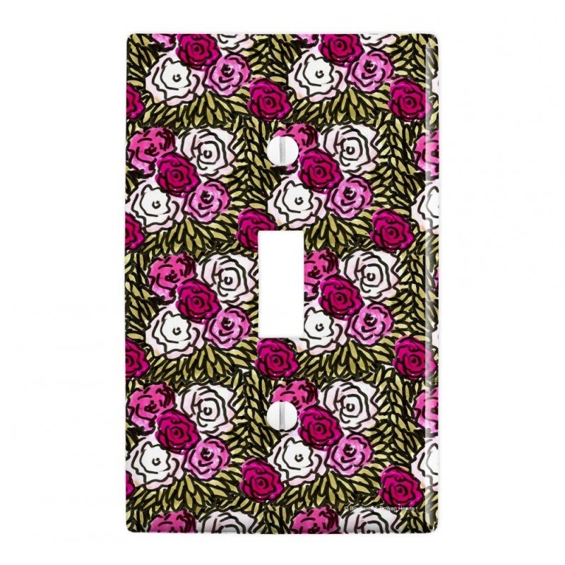 Rose Flower Garden Pattern Plastic Wall Decor Toggle Light Switch Plate Cover