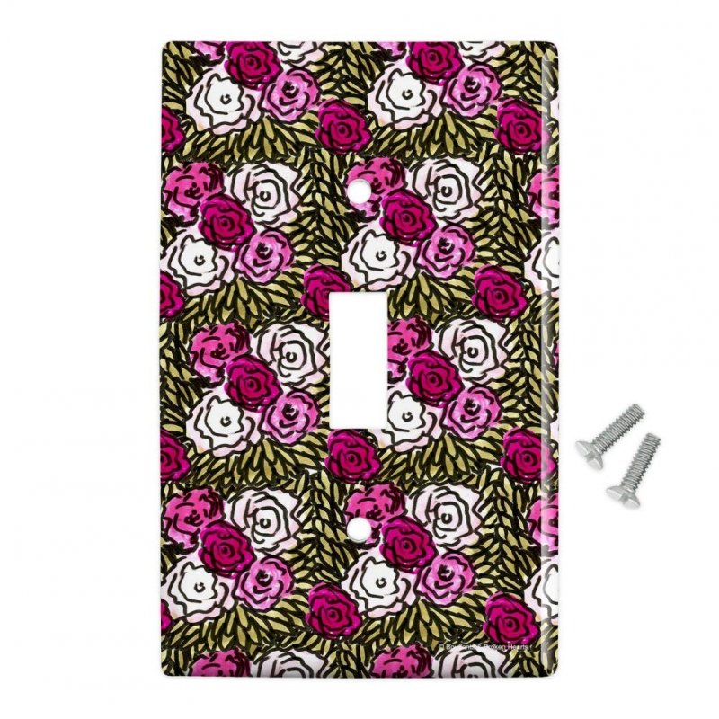 Rose Flower Garden Pattern Plastic Wall Decor Toggle Light Switch Plate Cover