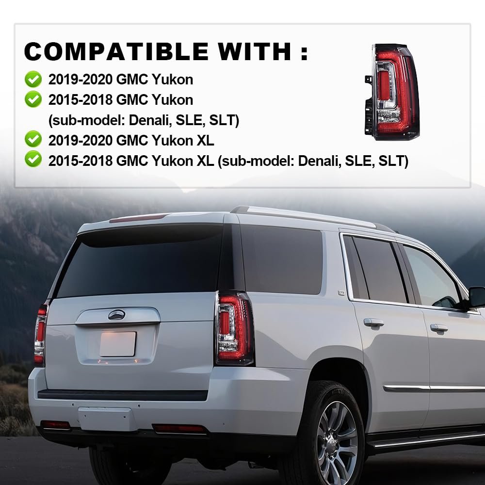 Led Tail Light For Gmc Yukon And Xl 2015 2016 2017 2018 2019 2020 Denali Sle Slt Right Passenger Side Rear Lamp Assembly Red