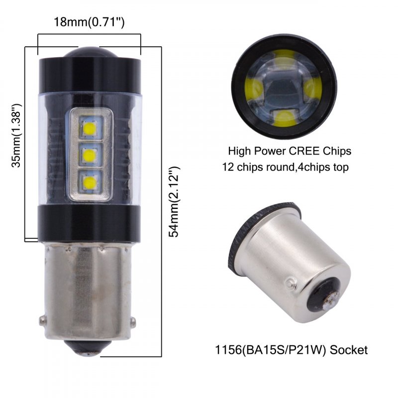 Katur 1800lm High Lumens 80w Cree 16smd Aluminum 7506 1156 Ba15s 1141 1095 1073 Led Brake Light Turn Signals Bulbs Reverse Tail