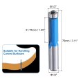 4pcs Flush Trim Router Bit 1 2 Shank Dia Carbide Tipped Top Bearing Straight Template For Woodworking Trimming Blue