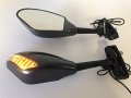 Httmt Mt391- Yellow Led Lights Mirror Compatible With Ninja 500 636 Zx6rr Zx750 Zx7r Zx9r Z750s 250r Cn