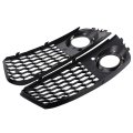 Motoku Glossy Front Bumper Fog Light Lamp Mesh Grill Grille For A4 B8 2008 2009 2010 2011 2012