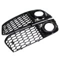 Motoku Glossy Front Bumper Fog Light Lamp Mesh Grill Grille For A4 B8 2008 2009 2010 2011 2012