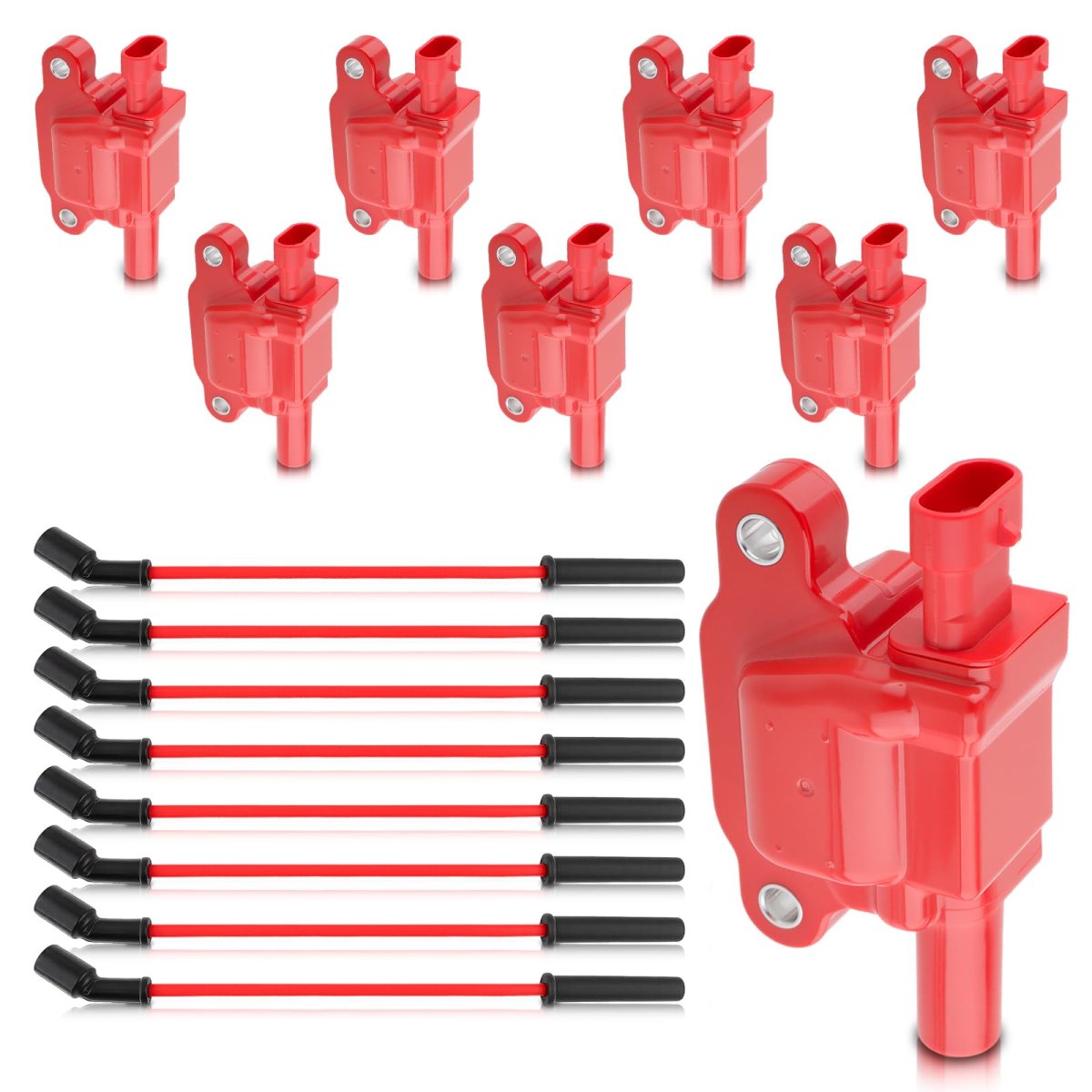 Uf413 Ignition Coils And 9748uu Spark Plug Wires Set Of 8 For Chevy Silverado Gmc Sierra Yukon Cadillac Escalade 5 3l 6 0l 2l