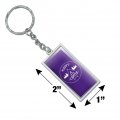 Happy Camper With Campfire Rectangle Keychain In Chrome Plated Metal