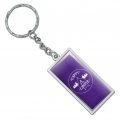 Happy Camper With Campfire Rectangle Keychain In Chrome Plated Metal