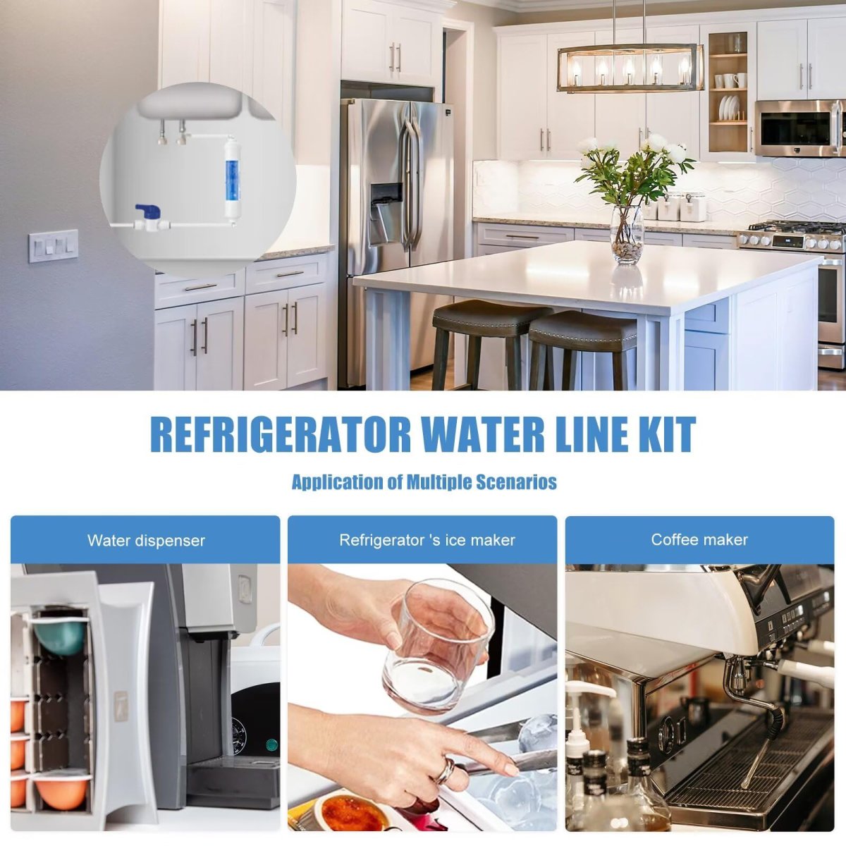 Refrigerator Water Line Kit And 1 4 In Compression Ice Maker Installation Quick Connect Fittings For Ge Lg Whirlpool Samsung