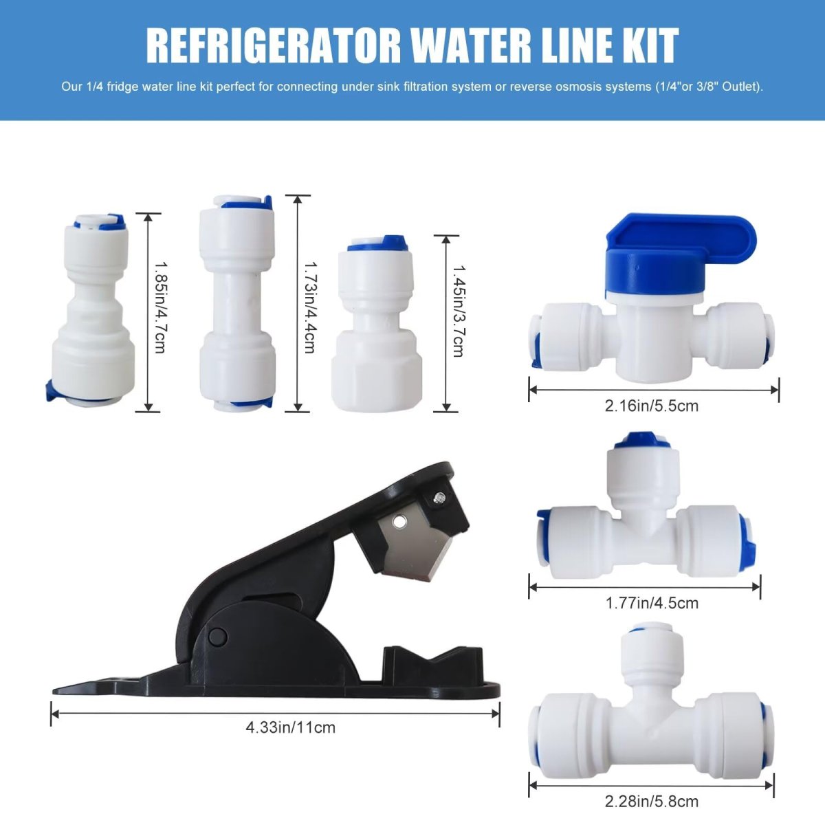 Refrigerator Water Line Kit And 1 4 In Compression Ice Maker Installation Quick Connect Fittings For Ge Lg Whirlpool Samsung