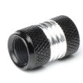 Meshed Style Polished Aluminum Black Silver Tire Valve Stem Caps Pack Of 4