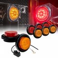 8pc 2 In Round Led Trailer Clearance Side Marker Lights Amber And Red Dot Fmvss 108 Compliant Waterproof Submersible With 