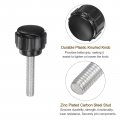 Uxcell 20pcs M4 X 20mm Male Thread Knurled Knobs Thumb Screws Clamping Grip 14mm Plastic Round Head Hand Thumbscrews Black