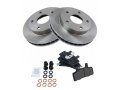Front Semi Metallic Brake Pads And Rotor Kit For 1994-1999 Dodge Ram 1500 4wd With Rear Wheel Abs Brakes 