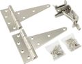 Heavy Duty Gate Hardware Kit 6in 3 Piece Stainless Steel With Self Adjusting Latch And 2 T Hinges For Single Gates 