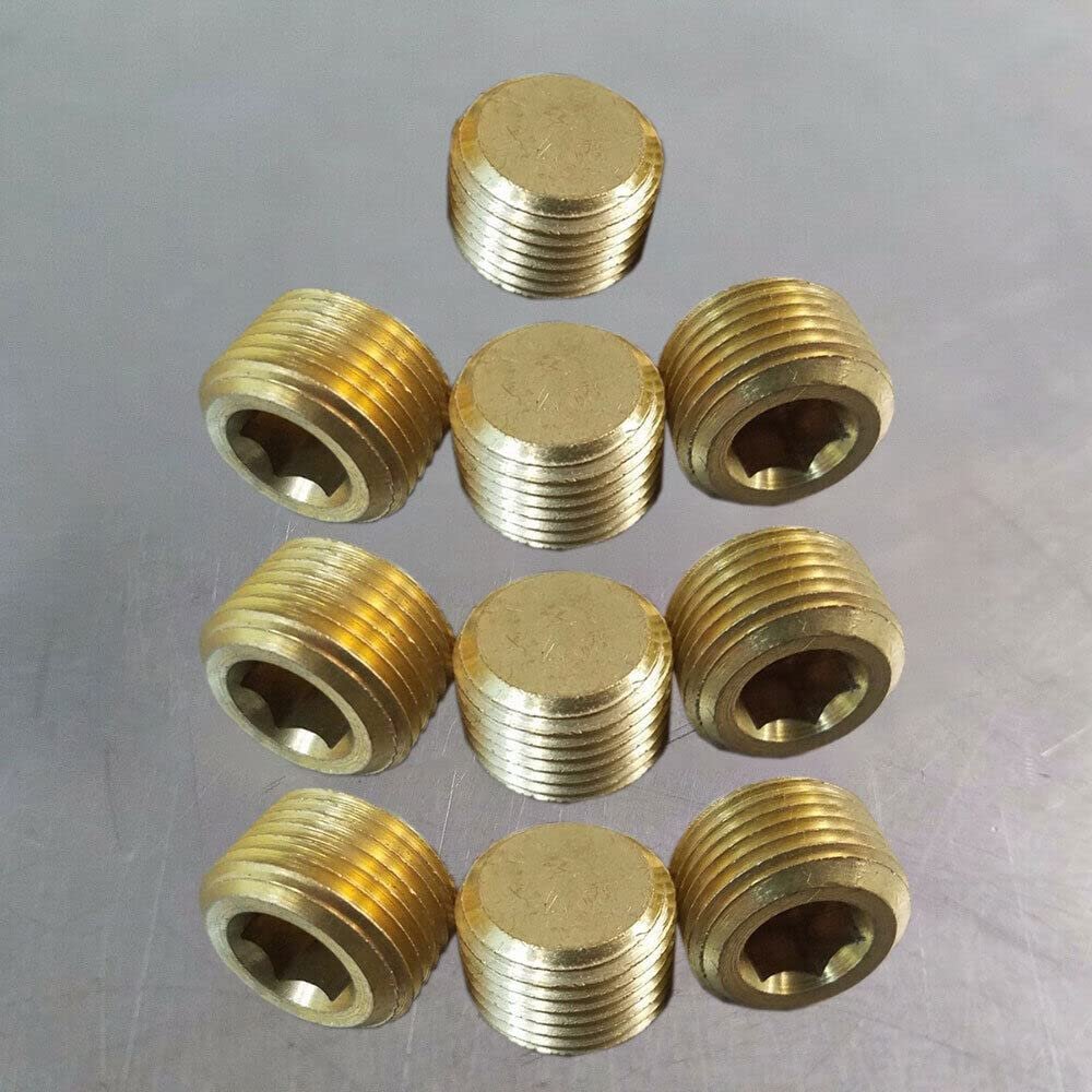 10 Pcs 3 8 In Male Npt Brass Plug Mnpt Allen Key Countersunk Hex Internal Thread Socket Pipe Plugs For Water Gas And Oil