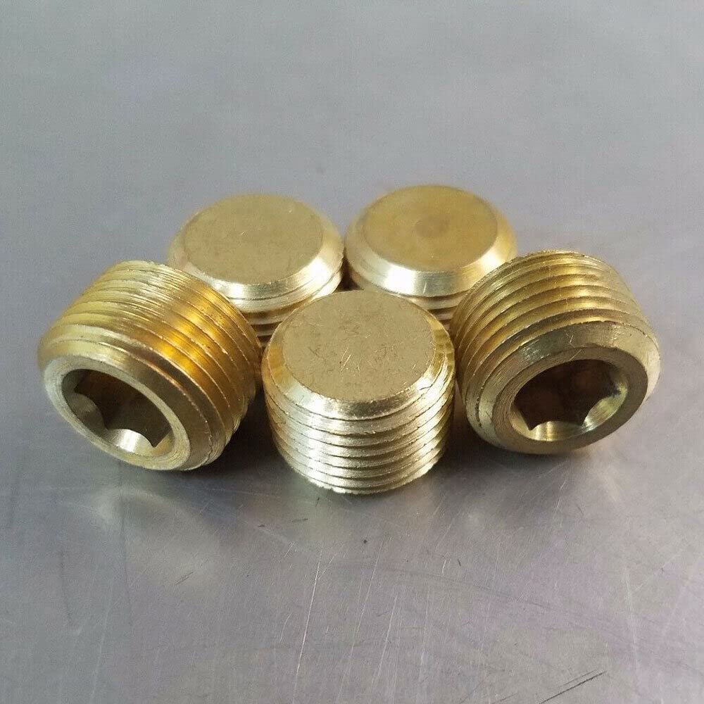 10 Pcs 3 8 In Male Npt Brass Plug Mnpt Allen Key Countersunk Hex Internal Thread Socket Pipe Plugs For Water Gas And Oil