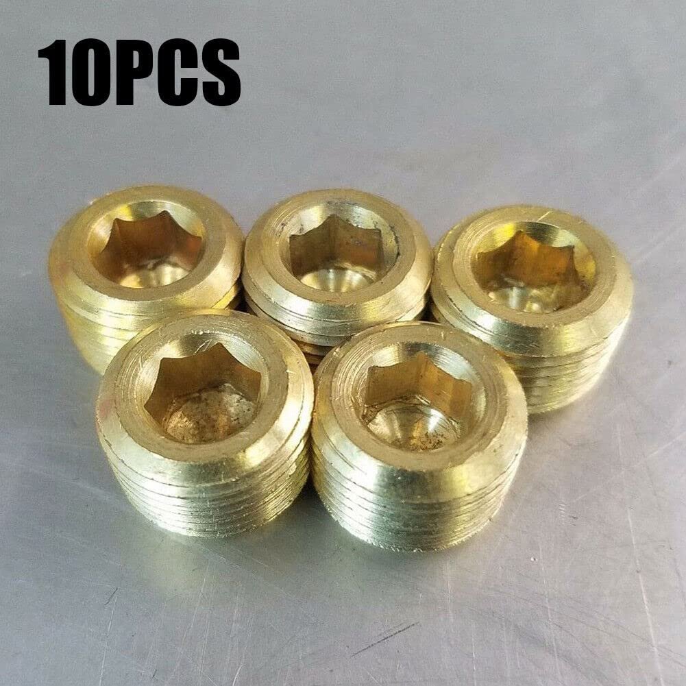 10 Pcs 3 8 In Male Npt Brass Plug Mnpt Allen Key Countersunk Hex Internal Thread Socket Pipe Plugs For Water Gas And Oil