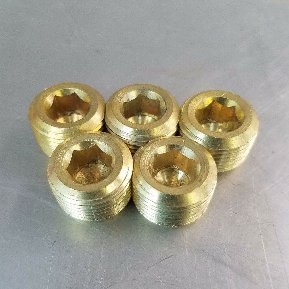 10 Pcs 3 8 In Male Npt Brass Plug Mnpt Allen Key Countersunk Hex Internal Thread Socket Pipe Plugs For Water Gas And Oil