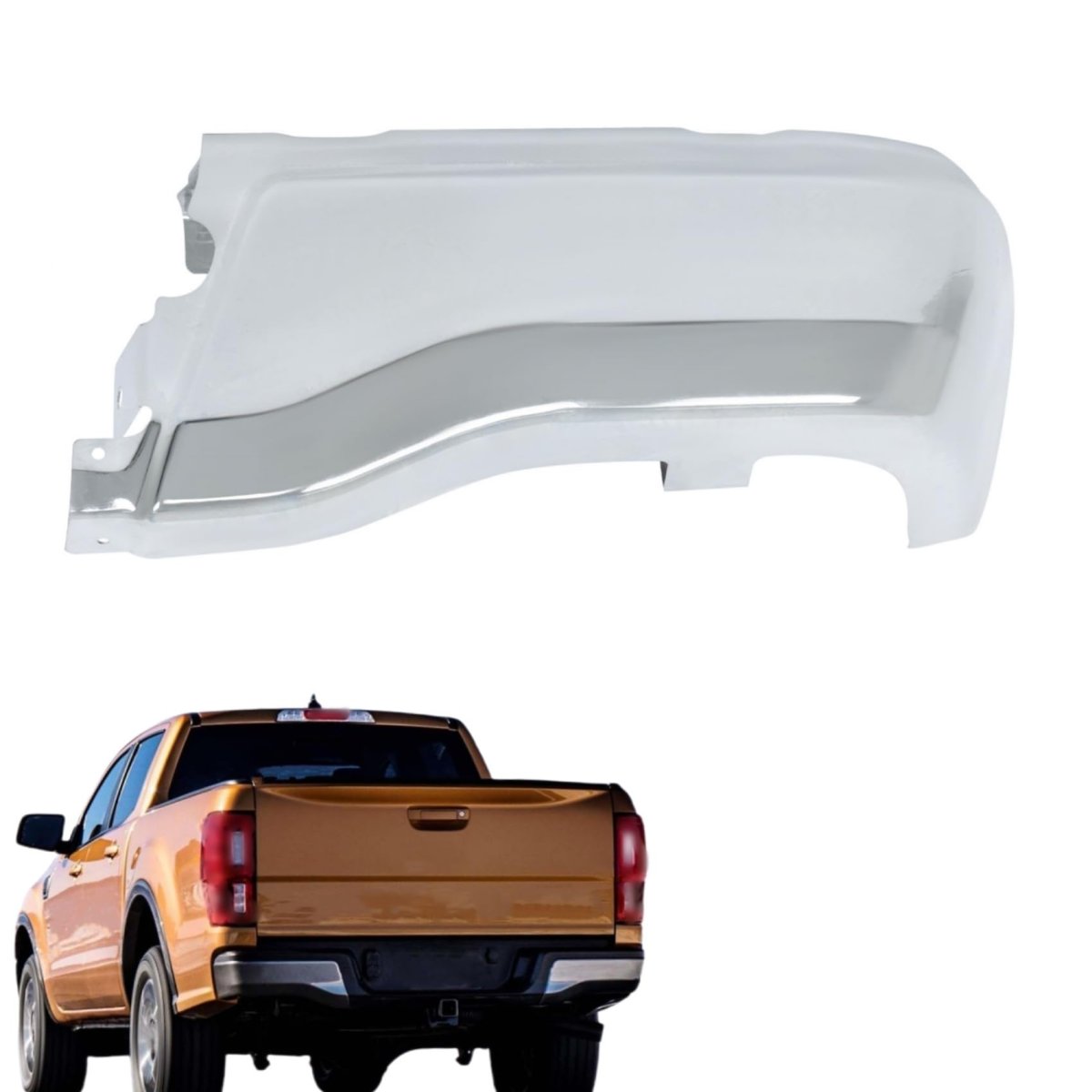 Chrome Rear Bumper End Cap Passenger Side Face Bars Replacement For Ranger 2019-2023 Without Park Assist Sensors Hole