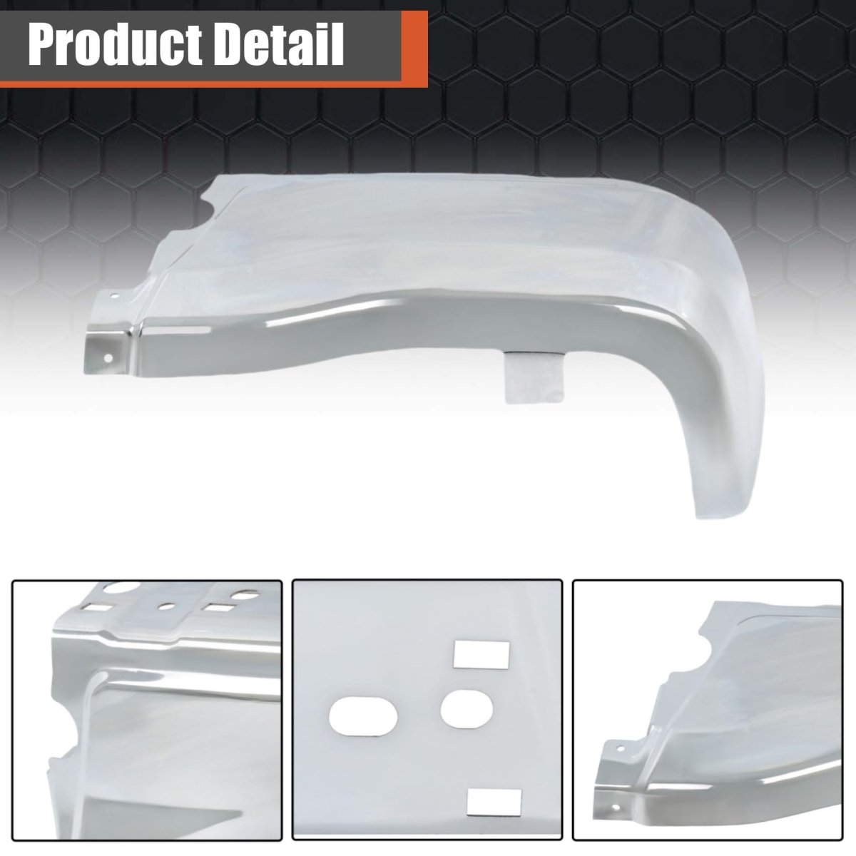 Chrome Rear Bumper End Cap Passenger Side Face Bars Replacement For Ranger 2019-2023 Without Park Assist Sensors Hole