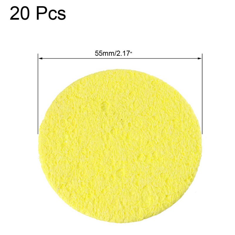 Soldering Sponge 55mmx3mm For Iron Tips Cleaner Round Yellow 20pcs