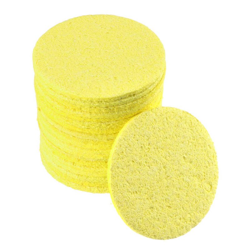Soldering Sponge 55mmx3mm For Iron Tips Cleaner Round Yellow 20pcs