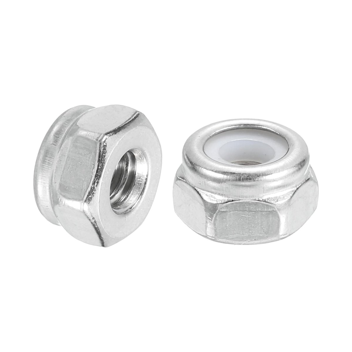 50pcs 10-24 Nylon Insert Hex Lock Nuts 304 Stainless Steel Self-locking Stop Nut For Industrial Construction Fasteners Silver