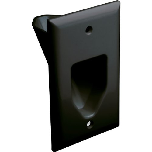 Datacomm Electronics 45-0001-bk 1-gang Recessed Low Voltage Cable Plate Black
