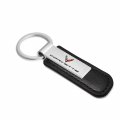 Ipick Image For Chevrolet Corvette C8 Silver Metal Plate Black Pu Leather Strap Key Chain Keychain Official Licensed