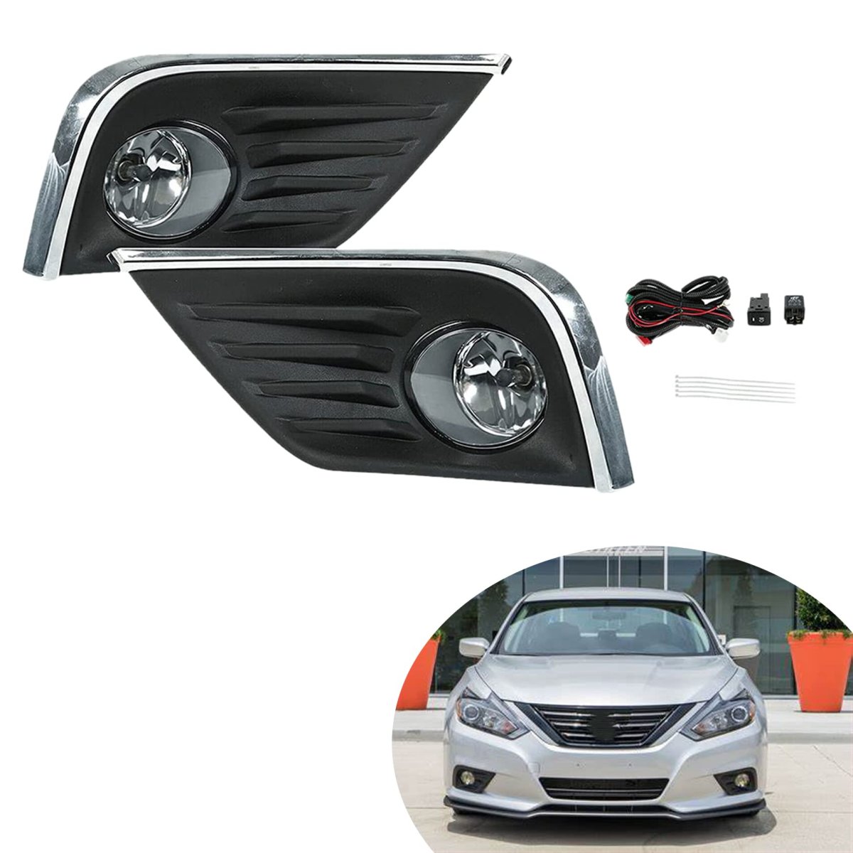 2-pack Front Bumper Fog Lights Assembly With Bulbs And Switch Wiring Kit Replacement For Altima 2016-2018