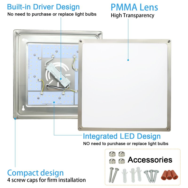 Dllt Modern 30w Dimmable Led Ceiling Light Flush Mount Fixture With Remote And Memory Function 13inch Square Lamp For Bedroom