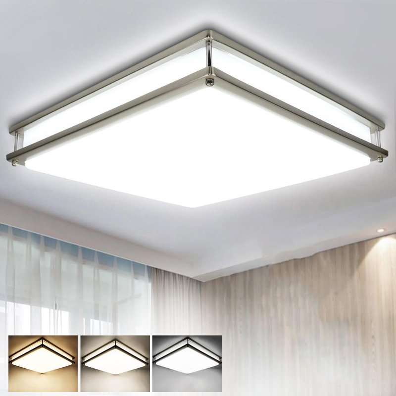 Dllt Modern 30w Dimmable Led Ceiling Light Flush Mount Fixture With Remote And Memory Function 13inch Square Lamp For Bedroom
