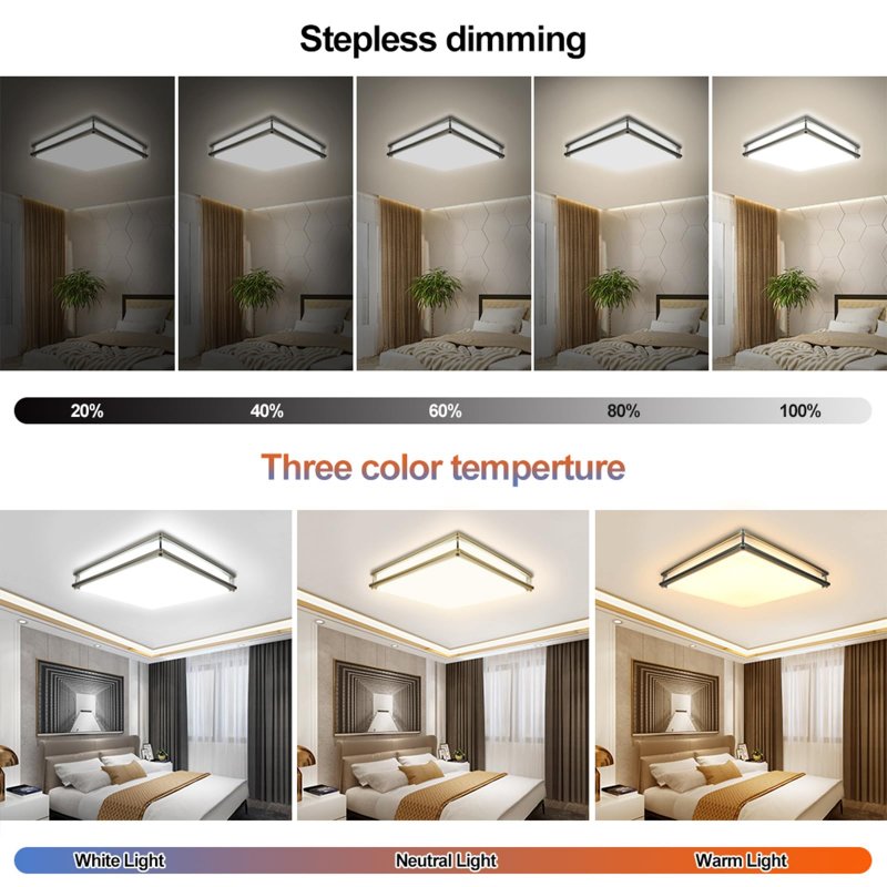 Dllt Modern 30w Dimmable Led Ceiling Light Flush Mount Fixture With Remote And Memory Function 13inch Square Lamp For Bedroom