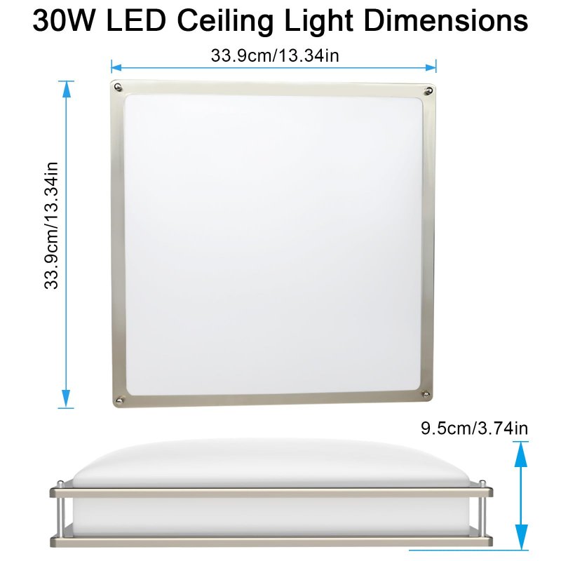Dllt Modern 30w Dimmable Led Ceiling Light Flush Mount Fixture With Remote And Memory Function 13inch Square Lamp For Bedroom