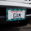 Plaid Turquoise Teal Gray Grey Pattern License Plate Tag Frame