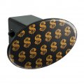 Gold Dollar Sign Money Pattern Oval Tow Trailer Hitch Cover Plug Insert