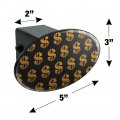 Gold Dollar Sign Money Pattern Oval Tow Trailer Hitch Cover Plug Insert